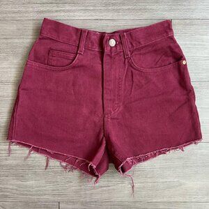 90s NWT Deadstock Lee Burgundy Denim Cutoffs Shorts Vintage Size XS